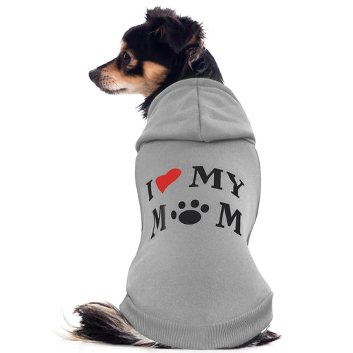 Dog Hoodie - Love Mom - Dog Costumes for Small Dogs Dog Winter Clothes with Soft Fleece Interior Small Dog Sweatshirt Cat Costume Teacup Dog Chihuahua Puppy Clothes Dog Christmas Hoodie Grey S